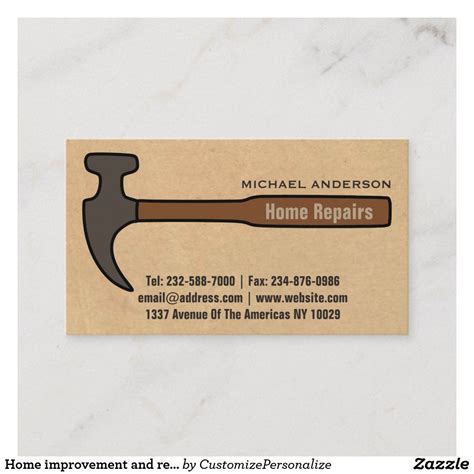 Home Improvement And Repair Business Card In 2020 Home