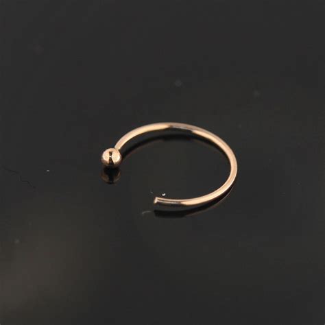 14ct Rose Gold Nose Hoop Open Nose Hoop Tiny Nose Hoop Thin Etsy