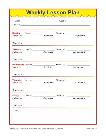Weekly Detailed Lesson Plan Template Elementary