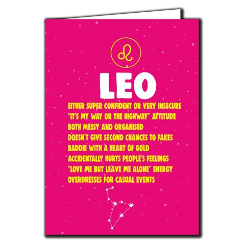 Buy Cheeky Chops Leo Astrology Birthday Card Funny Birthday Card Him Her Dad Mum Brother Sister