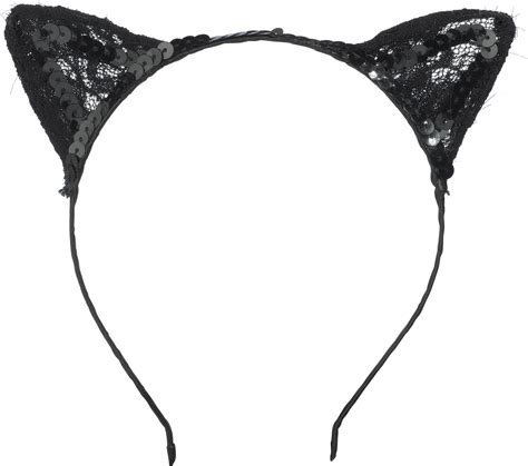 lace sequin cat ears headband black one size wearable costume accessory for halloween party
