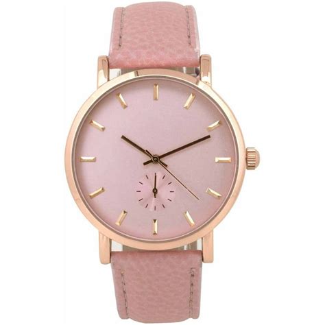 Womens Pink Face Watch Pink Faux Band