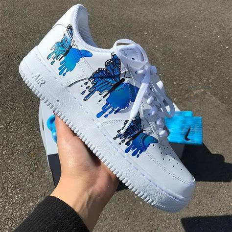 Nike Air Force 1 Blue Butterfly Sneakers Custom Opplain