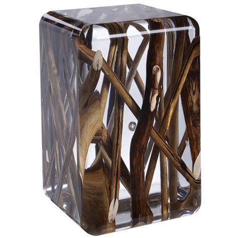 Clear acrylic sonya rolling side or end clear acrylic end table perfect to have a cup of coffee in the morning in front of you, or just next to your bed. Side Table in Acrylic Glass and Burntwood Kisimi Ice at ...