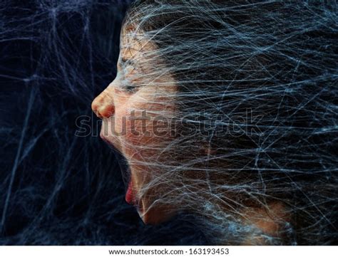 Scared Girl Trapped Spider Web Stock Photo 163193453 Shutterstock
