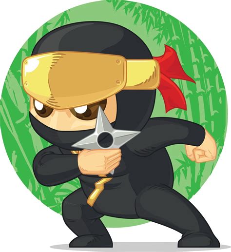 Cartoon Of Ninja Holding Shuriken Illustration Mascot Drawing 2143965