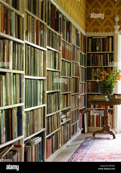 Extensive Bookcases In Study Library Of 18th Century Sussex Home Stock