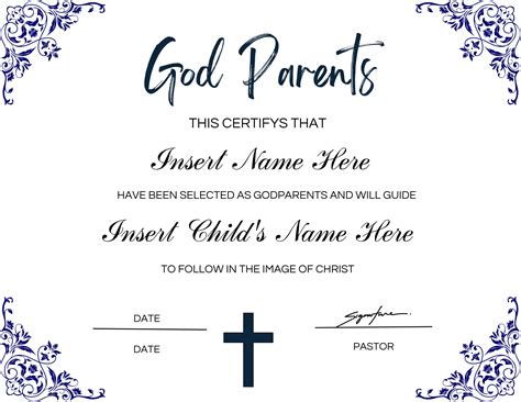 Godparents Certificate Template Baptism Certificate Download Pdf