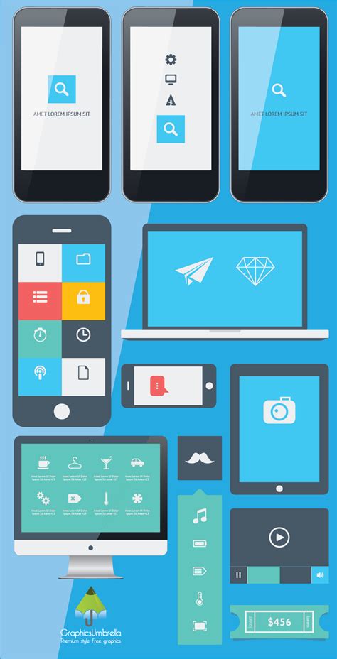 A simple design and interface. Vector iPhone app UI Design Free by GraphicsUmbrella on ...
