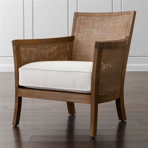 Blake Grey Wash Rattan Chair With Fabric Cushion Crate And Barrel