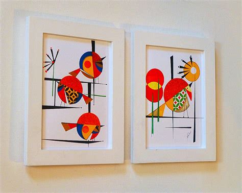 Bird repeat for surface pattern. Mid Century Modern Bird Art THE FLIGHT of by COLBYandFRIENDS
