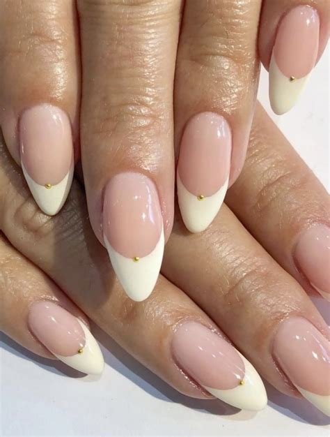 Cool French Tips French Manicure Nails Almond Acrylic Nails