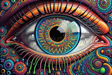 Colorful Eye Psychedelic Background Vector Illustration Stock