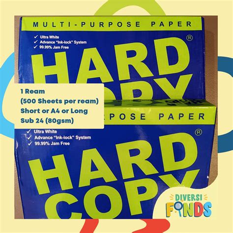 Hard Copy Hardcopy Bond Paper Copy Paper Sub 24 80gsm Thick Short