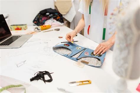 Fashion Designer Is Working On The Design Of A New Denim Clothing