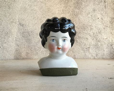 Vintage Porcelain Doll Head German Doll Shoulder Victorian Decor