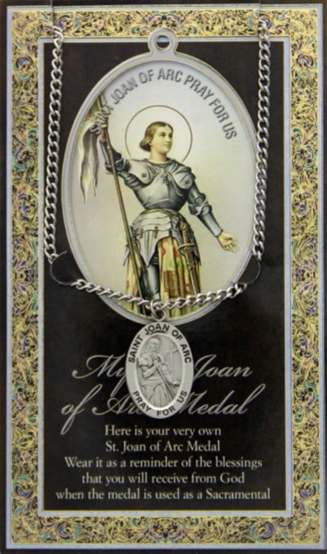 St Joan Of Arc Medal In Pewter With Bi Fold Prayer Card