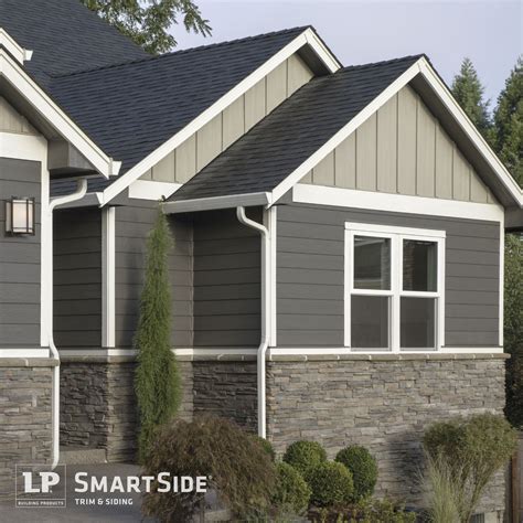LP SmartSide Trim Lap And Panel Siding Pair With Horizontal Stonework To Create Dimension And