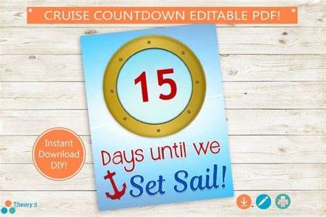 Cruise Vacation Countdown Printable Editable Pdf Instant Download