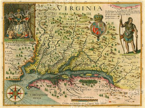 The americas were invaded and incorporated into the spanish empire. 1620s "Virginia" Vintage Style Early Colonial America Map ...