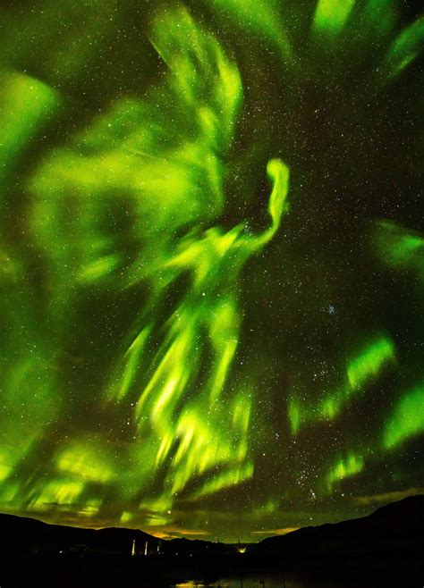 Aurora Borealis Images Resemble Huge Outstretched Phoenix Rising Above