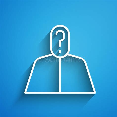 White Line Anonymous Man With Question Mark Icon Isolated On Blue