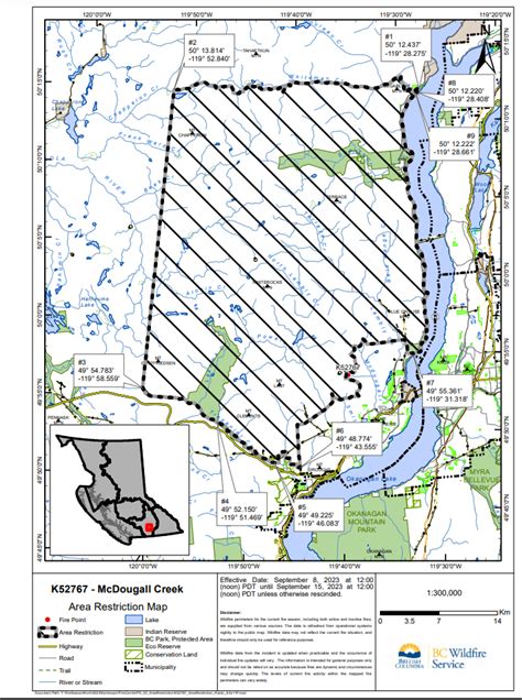 Area Restriction Implemented For The Mcdougall Creek Wildfire Bc