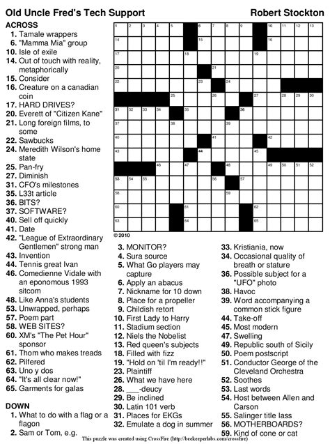 Easy Crossword Puzzle 9dave Fisher Puzzlesaboutcom