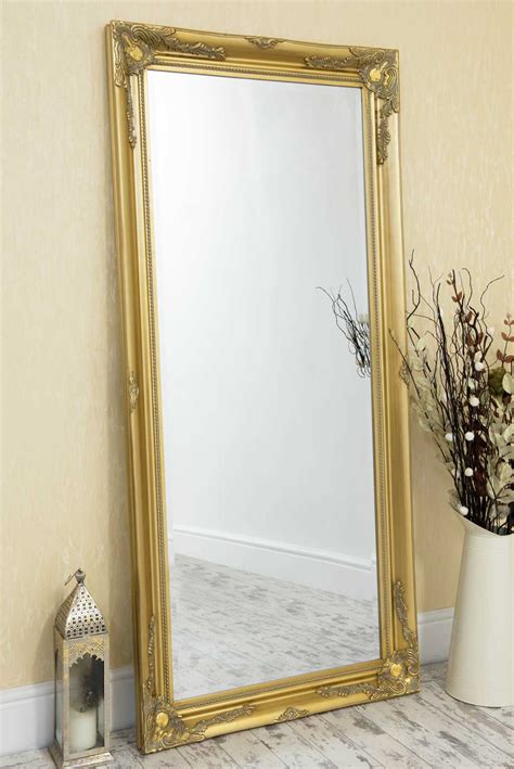 This product has a fixed standing position, via a hinged hook to the back, each leg has rubber feet. Extra Large Wall Mirror Gold Antique Vintage Full Length ...