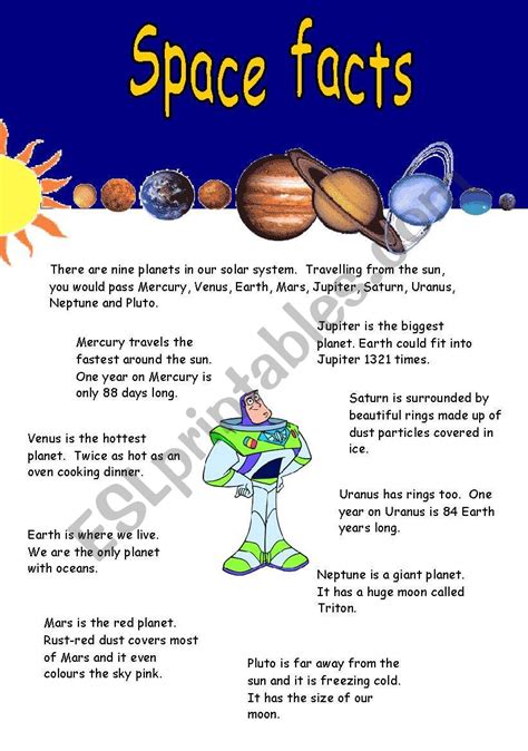 Space Facts Esl Worksheet By Fleur