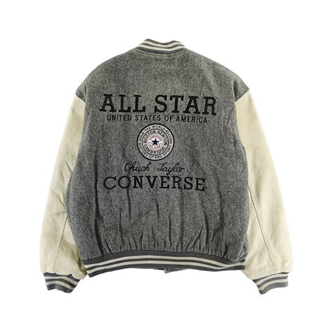Vintage Converse Varsity Jacket Wool Size M Gray Jacket Etsy