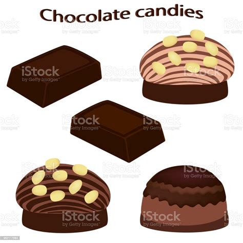 Barretta Di Cioccolato E Caramelle Al Cioccolato Isolate Su Sfondo