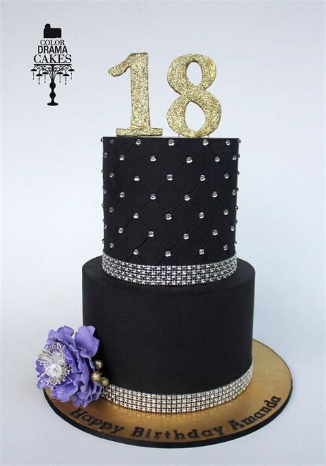 Apart from arranging an awesome surprise party, getting a suitable birthday cake is also important. Black and Bling for a 18th birthday - cake by Color Drama ...