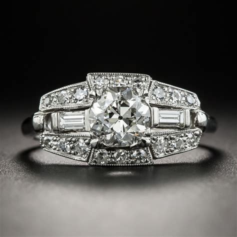 Art Deco Carat Diamond Platinum Engagement Ring Gia I Vs