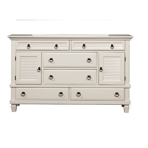 Pine Wood Dresser With 2 Cabinet And 6 Drawer In White Benzara In 2020