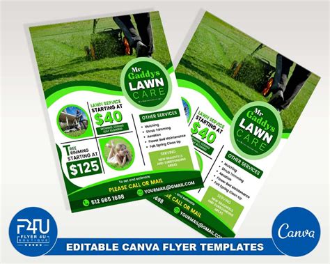 lawn mowing flyer diy canva lawn mowing flyer template 2022 editable canva us letter size