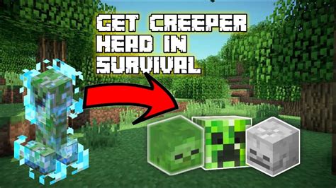 Minecraft How To Get Creeper Head In Survival Youtube