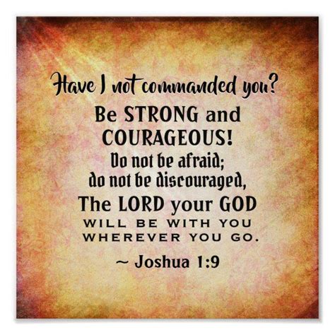joshua 1 9 be strong and courageous bible verse poster in 2020 bible verse