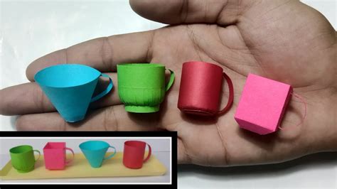 Origami Paper Cup Diy 4 Different Style School Project Idea Youtube