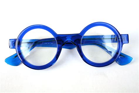 Hi Tek Round Blue Plastic Frame Sunglasses Clear Lens Ht 005b Hi Tek