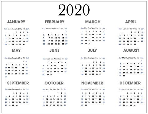 Beautiful Wallpaper Calendar For 2020 Free Printable
