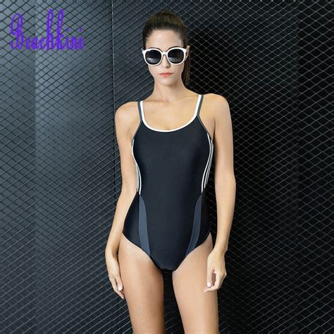 Buy Women One Piece Bodysuit Swimwear Sports Stripes