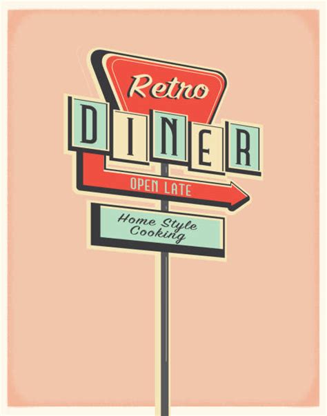 410 Retro Diner Signs Drawing Stock Illustrations Royalty Free Vector