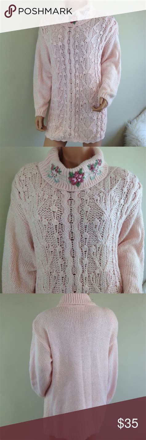 80s Pastel Pink Chunky Sweater Oversized Fairy Kei Sweater Oversize