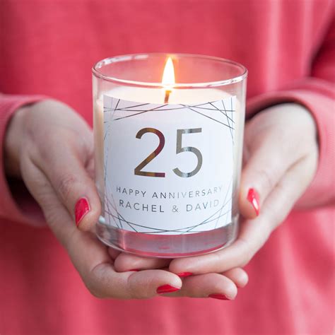 25th Wedding Anniversary Personalised Candle T By Little Cherub