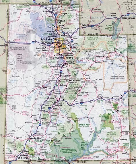 Map Of Utah State With Highway Road Cities Counties Utah Map Image