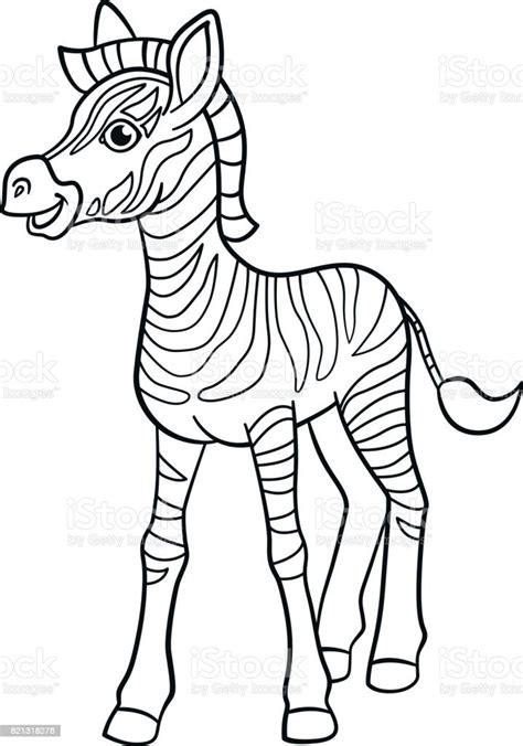 Coloring Pages Little Cute Baby Zebra Smiles Stock Illustration
