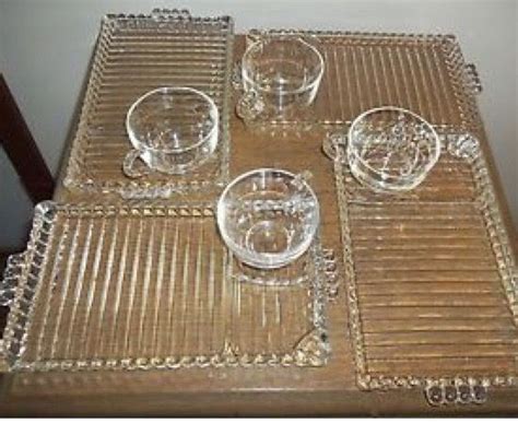 Vintage S Hazel Atlas Orchard Crystal Snack Tray And Cup For Sale