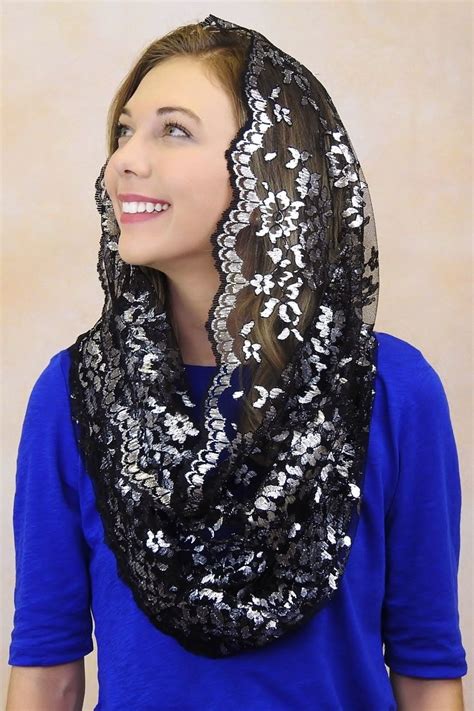 Black And Silver Metallic Chantilly Infinity Veil Veils By Lily
