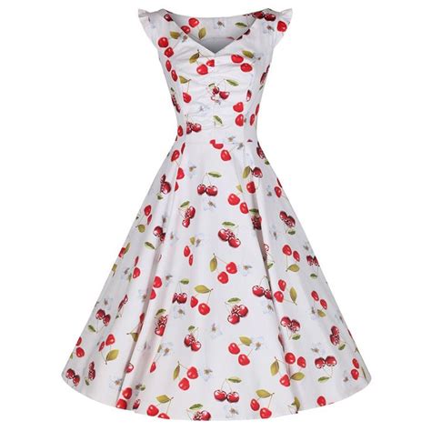 White Red Sweet Cherries Rockabilly Vintage Swing Dress Cherry Print Dress Vintage Dresses